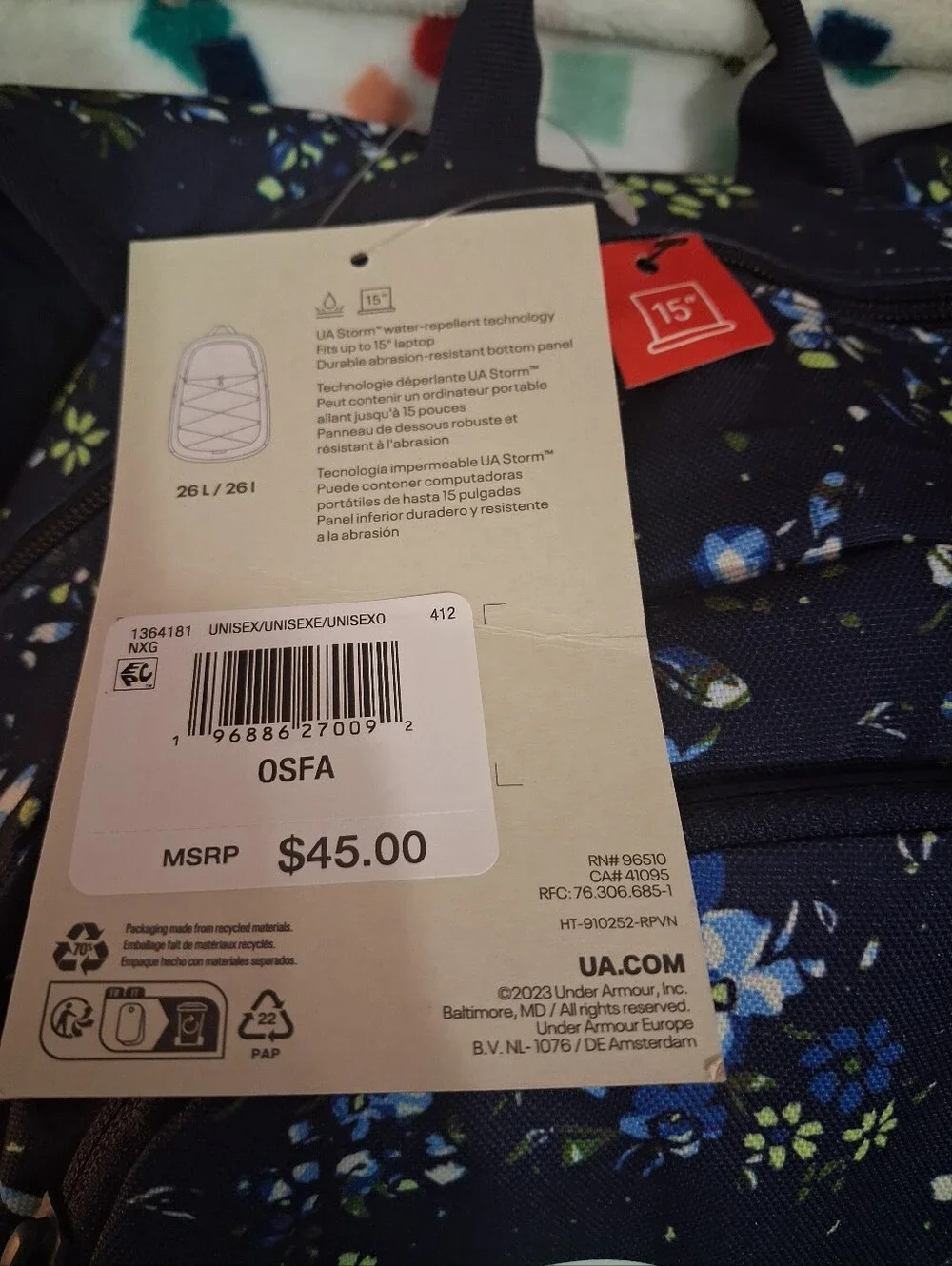 Under Armour navy backpack